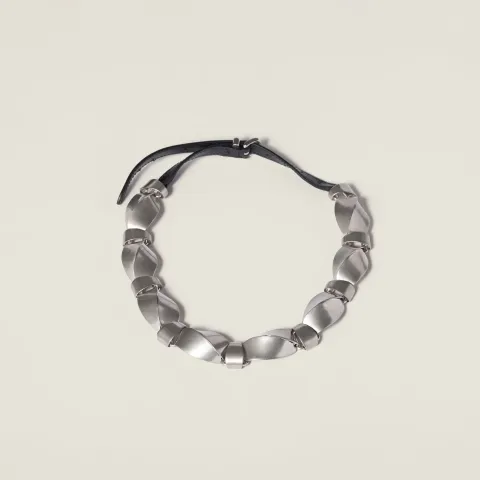 Metal and leather necklace