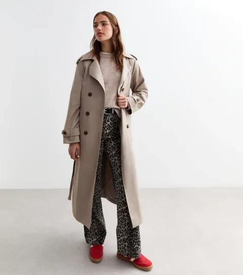 Women's Mink Double-Breasted Lined Cotton Trench Coat