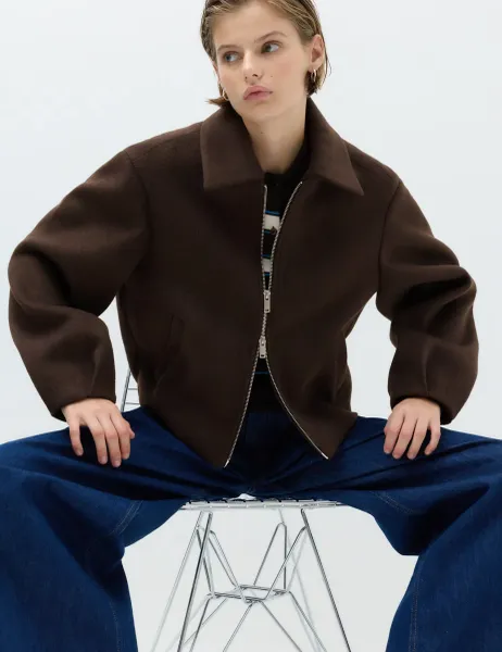 Marks & Spencer Short Bomber Jacket Bitter Chocolate