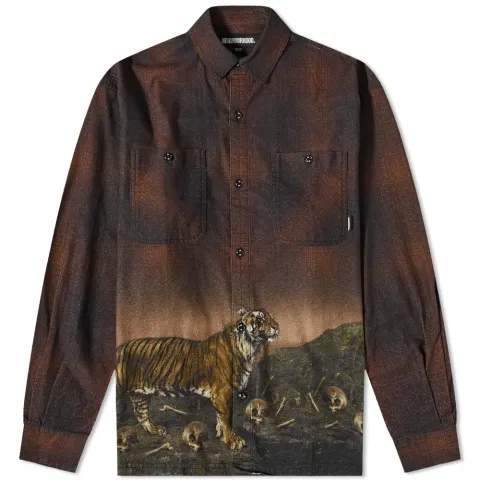 Tiger Print Plaid Shirt