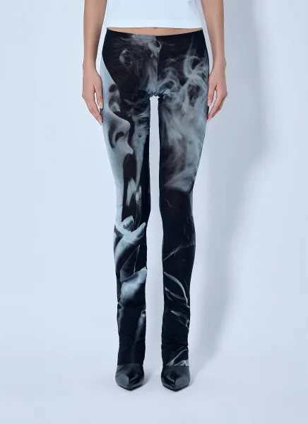 Jean Paul Gaultier Mesh Printed Smoking Women Flare Pants