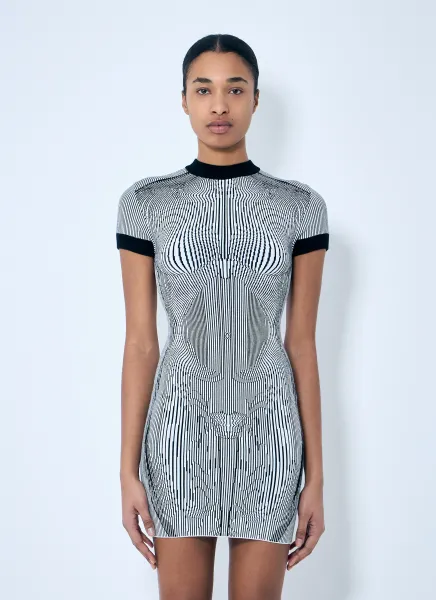 Morphing Pinstripe Mini Dress
