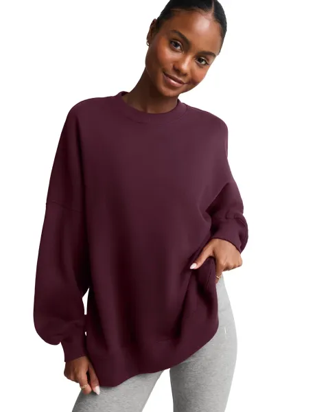 Luxefleece Oversized Crewneck Sweatshirt Burgundy