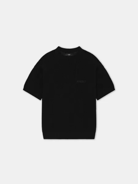 CROCHET MESH TSHIRT - Black