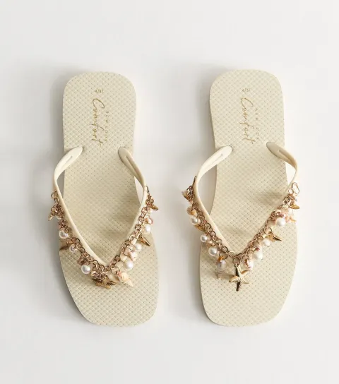 Women's Off White Fishing Charm Flip Flops