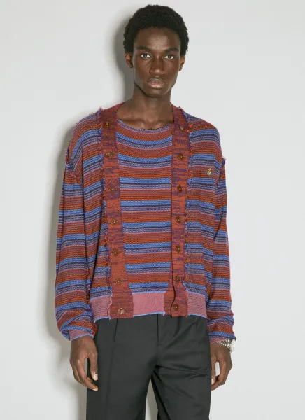 Stripe Broken Stitch Knit Cardigan