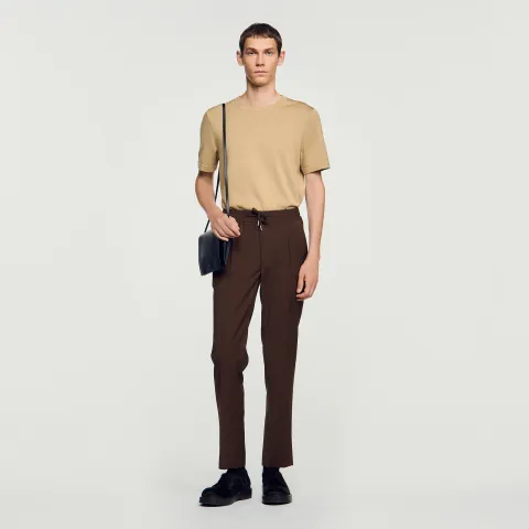SANDRO Elasticated wool trousers