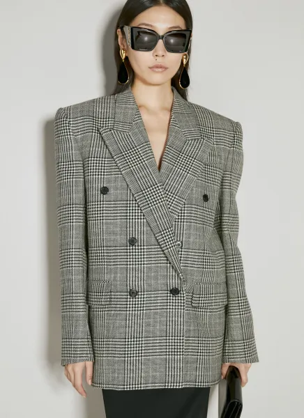 Oversized Prince Of Wales Wool Blazer