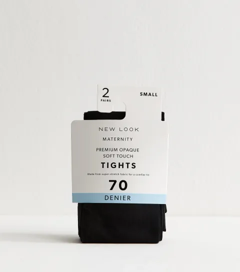 Premium Pack of 2 Maternity Black 70 Denier Tights