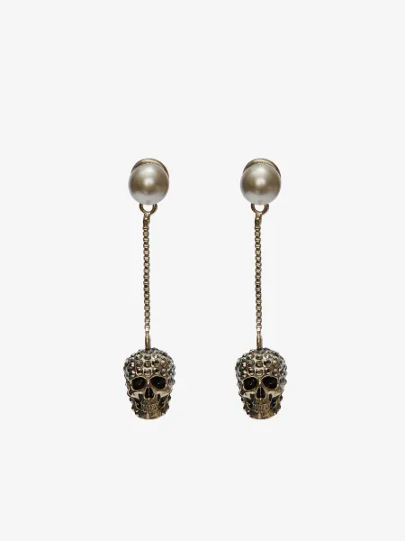 Pave Skull Chain Earrings