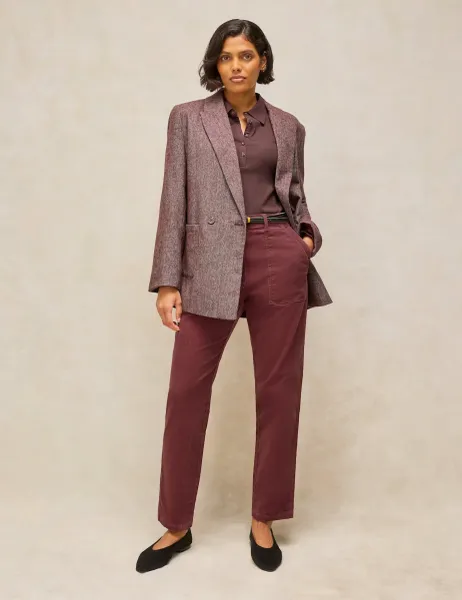 White Stuff Twister Cord Tapered Trousers Pink