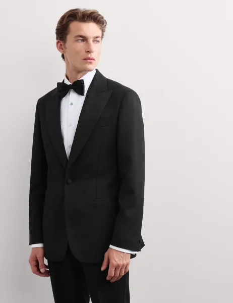 Jaeger Tailored Fit Pure Wool Tuxedo Jacket Black