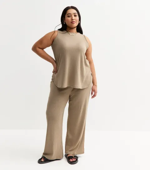 Women's Plus Size Mink Soft Touch Wide Leg Trousers Curves
