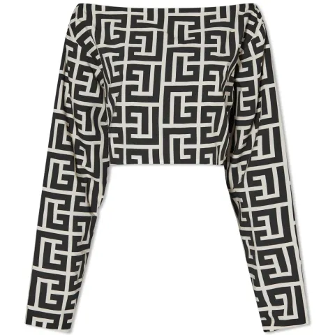 Maxi Monogram Cropped Off Shoulder Jumper