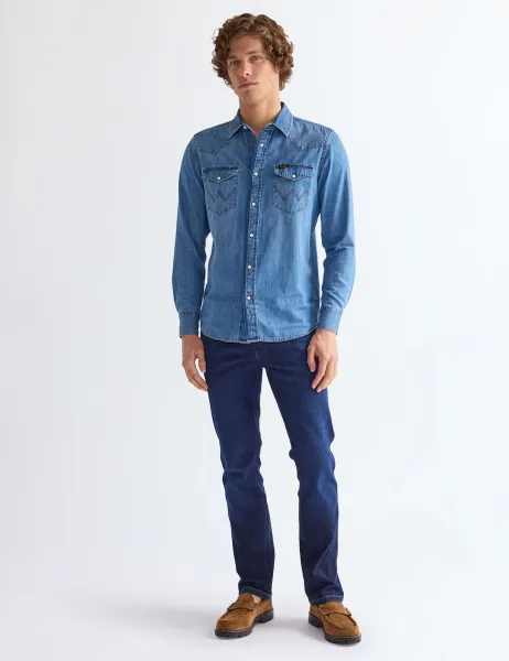 Wrangler Texas Regular Fit 5 Pocket Jeans Blue Denim