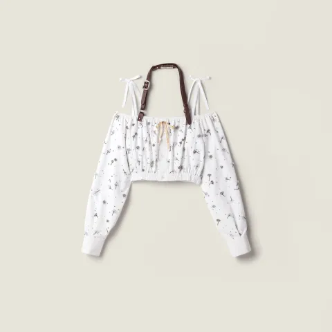 Embroidered poplin and chino top