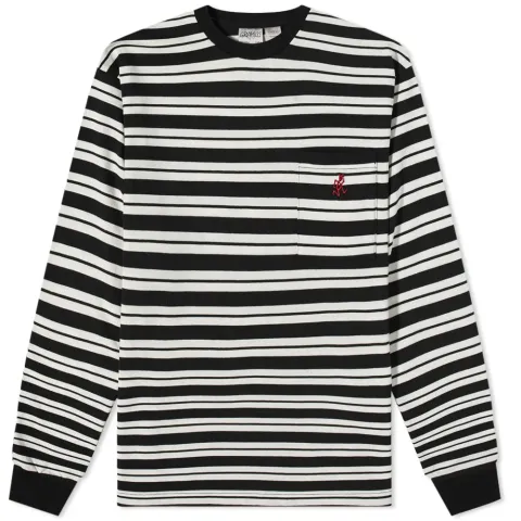 Long Sleeve Striped Pocket T-Shirt