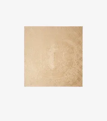 Floral Crest Silk Scarf in Sand beige