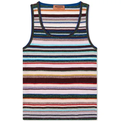 Long Sleeve Stripe Knitted Lurex Tank