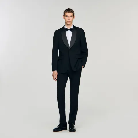 Wool jacket with shawl collar