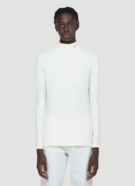 R-Embroidered Turtleneck Top