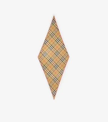 Check Silk Scarf in Sand beige