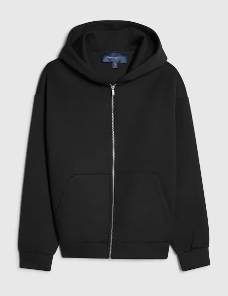 River Island Oversized Long Sleeve Zip Up Hoodie Black