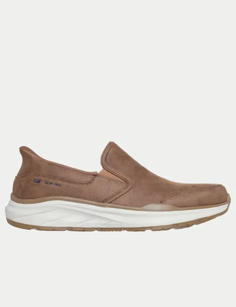 Skechers Faux Leather Equalizer Slip On Trainers Brown Mix