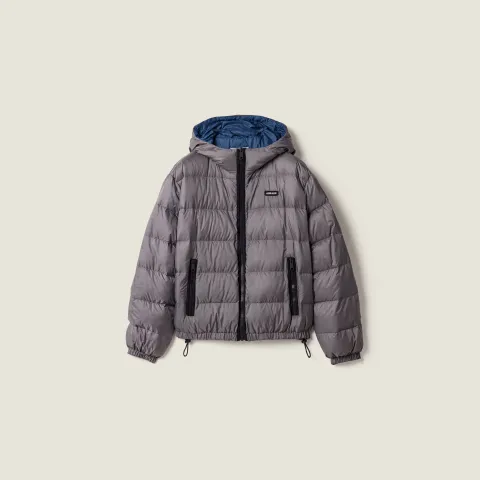 Light pongé down hoodie jacket