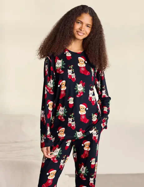 Chelsea Peers Family Christmas Cat Print Pyjama Set