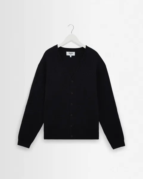 Alban - Navy and Black Floral Jacquard Cardigan