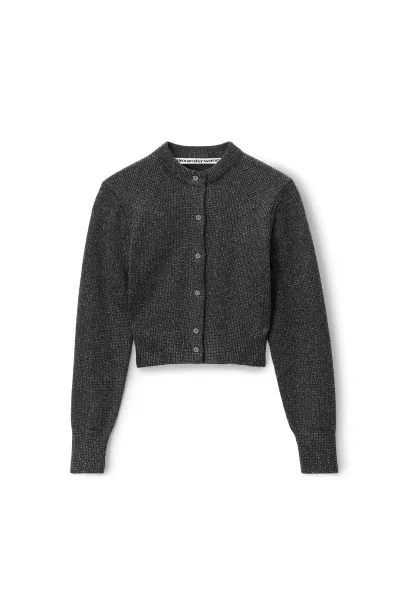 crystal hotfix shrunken cardigan in wool