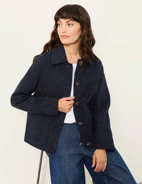 FatFace Pure Wool Checked Jacket