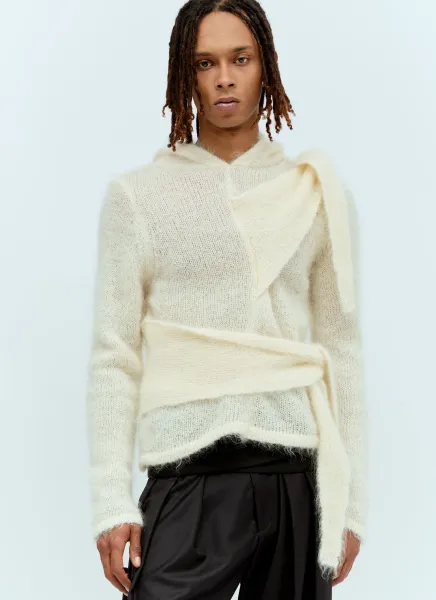 Mohair Tied Hooded Sweater