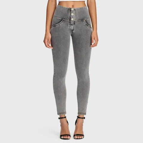Freddy WRUP Denim - 3 Button High Waisted - 7/8 Length - Grey + Yellow Stitching