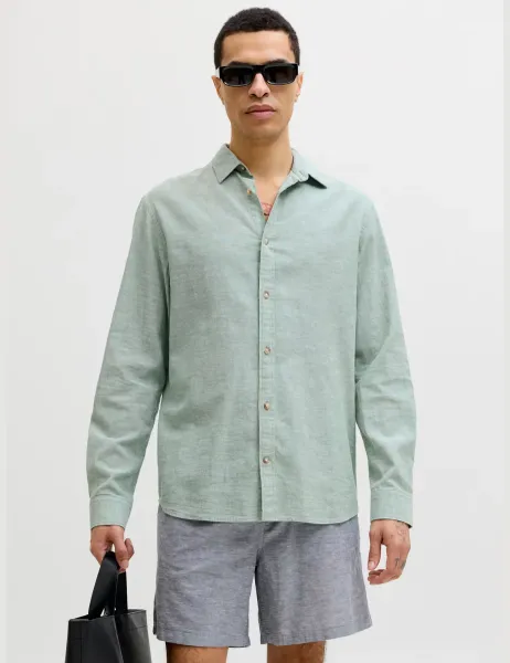 Jack & Jones Regular Fit Linen Blend Shirt Green