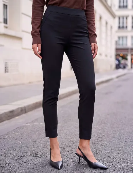 Roman Petite Cropped Trousers with Stretch Black