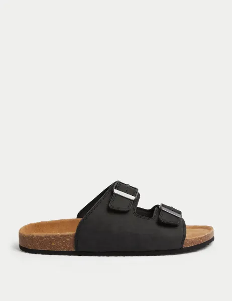 Marks & Spencer Leather Slip-On Sandals Black