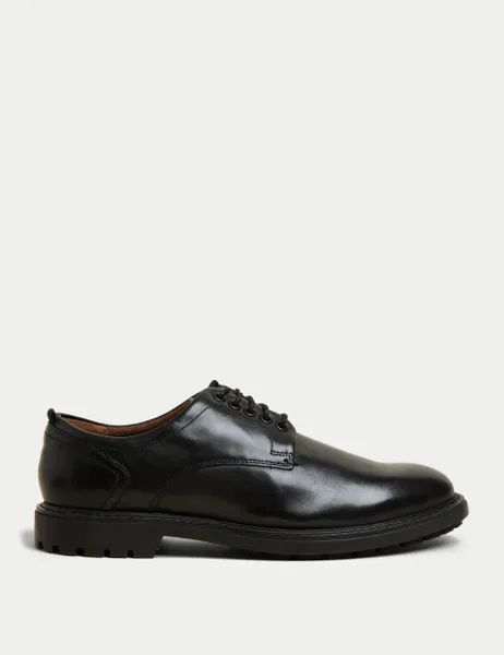 Marks & Spencer Wide Fit Heritage Leather Derby Shoes Black