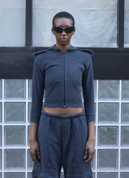 Shrunken Military Hooded Sweatshirt
