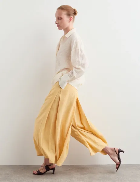 Jaeger Floral Jacquard Wide Leg Culottes Gold