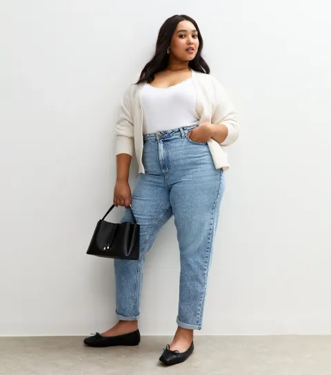 Women's Plus Size Blue Mom Jeans Curves