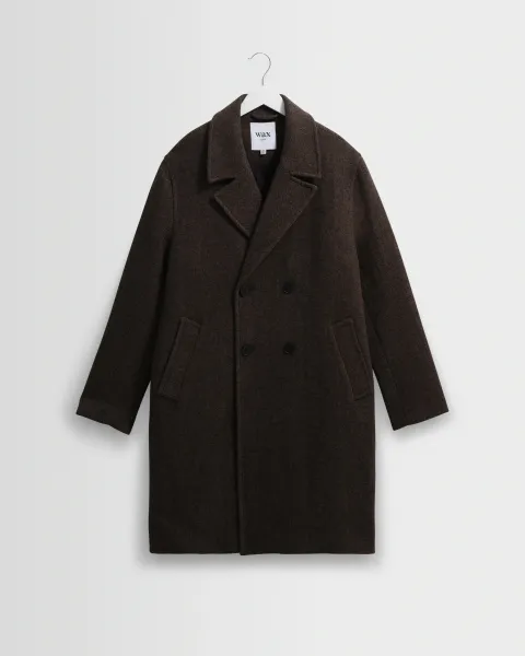 Magnus - Brown Herringbone Double-Breasted Wool Overcoat