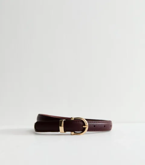 Dark Burgundy Faux Leather Skinny Belt