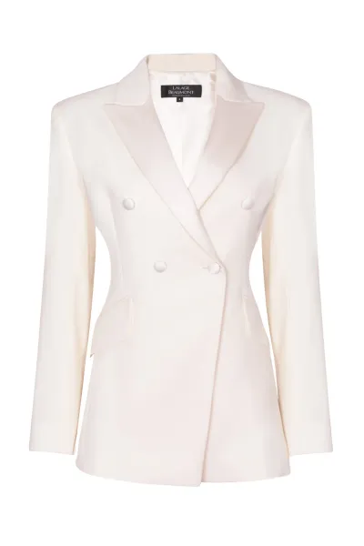 Cream Tuxedo Jacket with Silk Grosgrain Lapels - Imogen