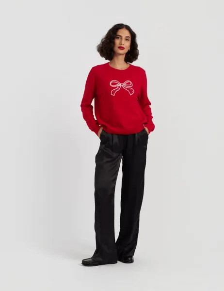 Chinti & Parker Bow Embroidered Crew Neck Jumper