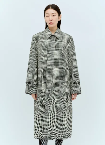 Long Warped Houndstooth Car Coat