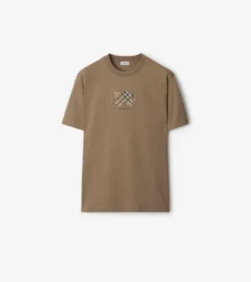 Knight Check Cotton T-shirt in Clay brown
