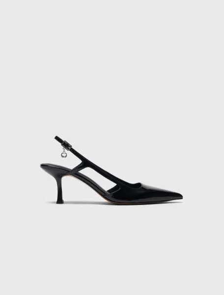 Patent leather slingback pumps