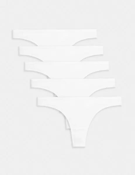 Marks & Spencer 5 Pack Cotton Modal Thongs White